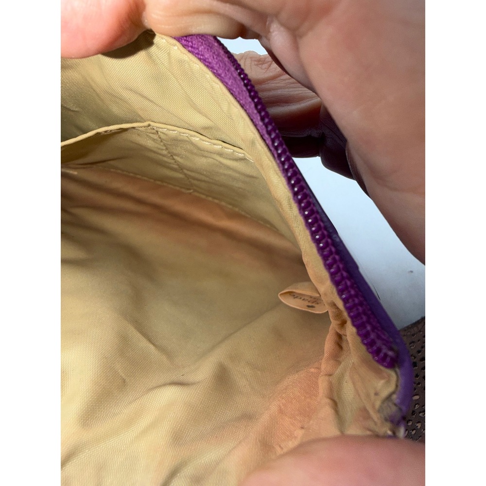 Kate Spade Purple Patent Leather Polka Dot Embossed Cosmetic Pouch Makeup Bag - Picture 6 of 8